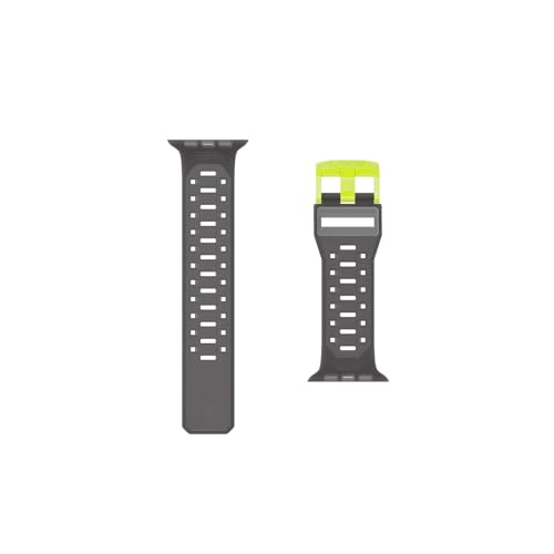 Image of Urban Armor Gear UAG Replacement Watch Strap, Civilian Strap / Watch Band Designed for Apple Watch (49mm / 46mm / 45mm / 44mm) (Series 4-11 / Ultra 3 / Ultra 2 / Ultra /SE / SE2 ) (Watch NOT Included) - Smoke /Active Neon