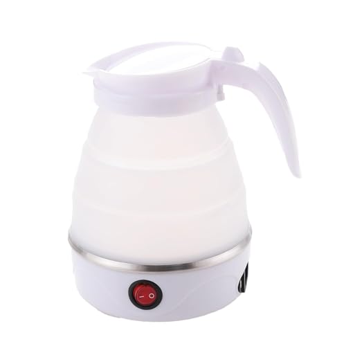 Image of Foldable Electric Water Boiler Kettle, Collapsible Silicone, Portable Travel Design, White