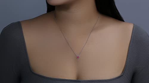 Dazzlingrock Collection Round Ruby 3 Stone Past, Present, Future Minimalist Slider Heart Pendant with 18 Inch Gold Chain for Women, Available in 18K Solid Gold2