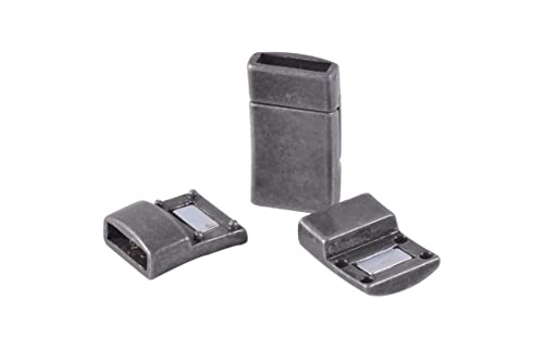 Konmay Flat Magnetic Jewelry Bracelet Clasps, 20 Sets Antique Pewter Flat Closure Magnetic End Caps For Leather Bracelet Making #TOP10