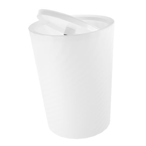 Hohopeti Trash Can Bathroom Compact Small Trash Cans for Bedroom Office Sturdy Plastic Lid Large Capacity White