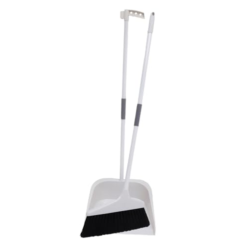 CHILDWEET Set Scopa Morbida spazzare spazzatrice per Pavimenti Polvere Paletta e Pennello Broom Indoor Pulito Manico Scopa e Paletta MOP e Supporto per l'animale Bianca