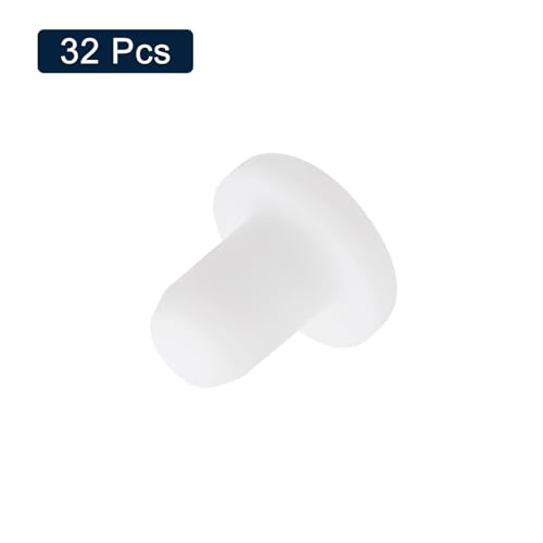 Image of uxcell 32 Pieces White Rubber Stopper, 4.3mm Plug Holes for 4mm /0.16 Hole