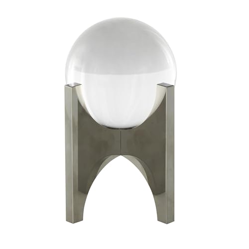 Escultura decorativa geométrica de vidrio plateado 5x5x8 in miniatura 7