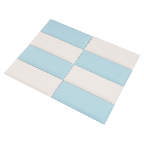 CNCEST Wall Panels Pack of 8, Wall Panels for Interior Decor, Self-Adhesive Wall Panel, Anti-Collision Wall Padding for Classrooms, Daycare Centers, Bedrooms, Or Playrooms (Creamy-White, Blue)