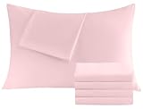 Pillowcases Standard 4 Pack, 20x26 Pillow Cases with Envelope Closure, Soft Plain Brushed Microfiber Covers Breathable Wrinkle-Resistant, Pink