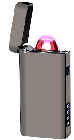 GADATOP Electric Lighter Arc Lighters Rechargeable USB Lighter Electronic Lighters High Power Windproof Flame Metal Body With LED Light Power Display For Fireplace Outdoor Camping Grilling (Grey) â image 1