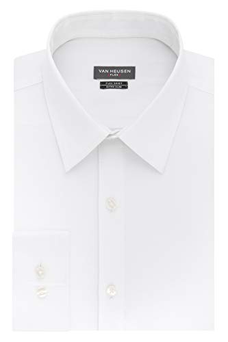 Van Heusen mens Extra Slim Fit Flex Collar Stretch Solid Dress Shirt, White, 15.5 Neck 34 -35 Sleeve Medium US