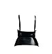 Rubberfashion Latex Corsage - Latex Corsage mit 4 Strapsen Halter - Corsage mit Trägern und Cups brustfrei für Damen schwarz 0.4mm M