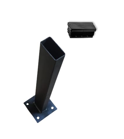 LeMétal – Poteau acier rectangle 100x50x2 mm - Longueur au choix de 20 à 300 cms - Bouchon...