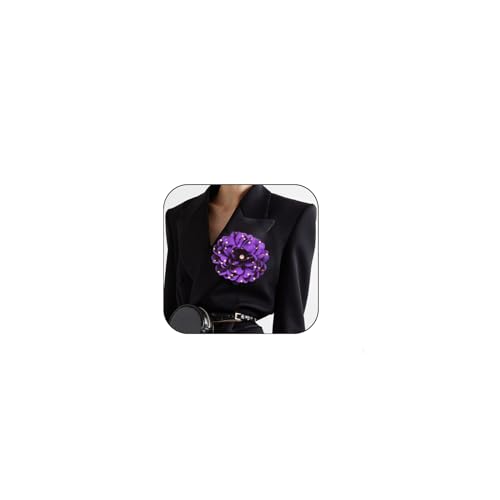 Image of Elegant Large Rose Flower Brooches Lapel Pins Handmade Dainty Satin Fabric Pearl Brooches Big Camellia Flower Brooch Pin for Women Wedding Part Dance Dress Suit Clothes Accessories Prom Jewelry