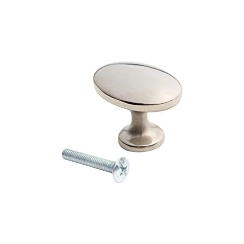 HARMAC HOUSE Oval Cabinet Knob Brushed Nickel Oval Pull Handle, Kitchen Cupboard, Bedroom Dresser, Bathroom Wardrobe Door Handle Mushroom Oval Handle Knob (1) Cover