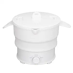 Folding Electric Cooker, Travel Foldable Electric Pot Multifunctional Portable with Steam Rack for Porridge for Camping (EU Plug 220V)