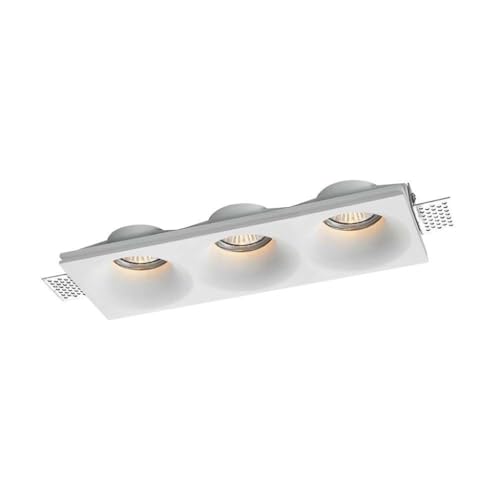 V TAC VT 11023 Rectangular empotrable led Soporte Foco en escayola Corte cóncavo para 3 Spots 3*GU10/GU5,3 Blanco SKU 6766