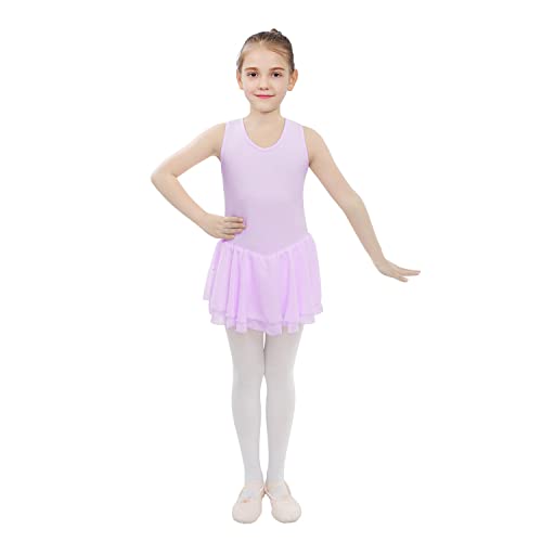 HiDance Girls Ballet Leotards with Skirt, Hollow Back Sleeveless Dance Ballet Leotard Dress4