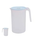 Wasserkrug Kunststoff 2.5L, Eisteekrug, Kunststoffkrug, Plastikkrug Wasserkrüge Mit Deckel Und Griff, Wasserkrug Mit Griff Für Tee, Säfte, Milch, Kalte Oder Heiße Getränke (Dunkelblau) (Hellblau)