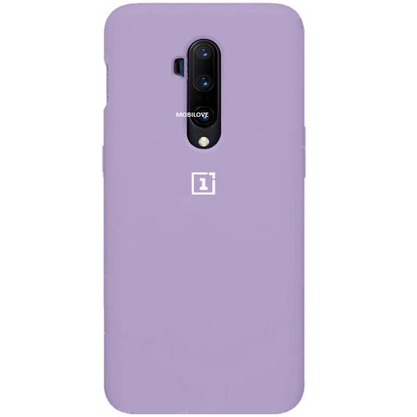 MOBILOVE Pure Liquid Soft Matte Silicone Case with Camera and Screen Protection for | OnePlus 7T Pro (Purple)