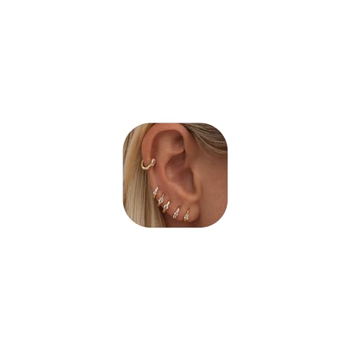 6 Personalized Gold Hoop Earrings 18K Gold Plated Cubic Zirconia Huggie Earrings Small Earrings for Women Gift