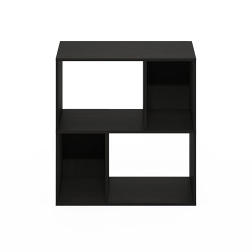 Image of Furinno DALY Book Shelf, 4-Cube Bookshelf, Cube Storage Organizer Bookcase with Irregular Compartments, 11.7 x 23.6 x 24.7, for Living Room, Bedroom, Home Office, Espresso