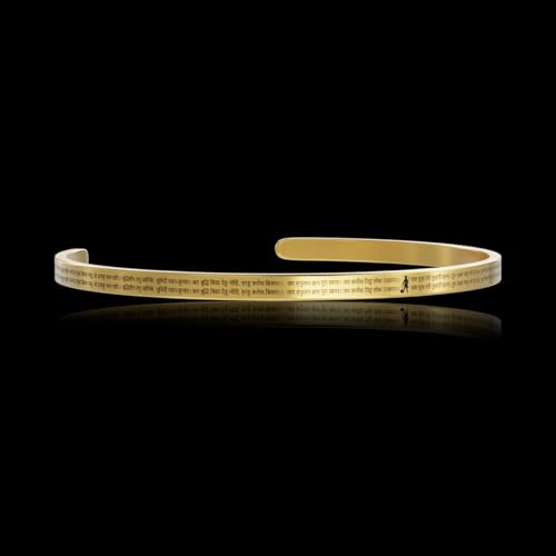 Image of ETCHCRAFTEMPORIUM Hanuman Chalisa Classic Bracelet | Classic Oval Cuff Bracelet for Men & Women | Adjustable In Size | Glossy Gold Finish | Hanuman Kada