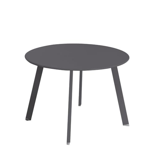 LOLAhome Mesa Auxiliar Marzia lacada Negra | Ø60 x 42 cm | De Acero con Revestimiento epoxi anticorrosión Interiores y Exteriores, jardín, terraza y balcón (Negra)