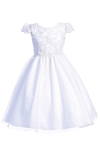 Made in USA White Holy First Communion Dresses for Girls 7-16