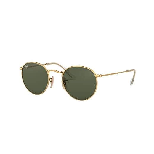 Óculos de Sol Ray-Ban Round Flat 0RB3447NL 001 Tam 53 / Ouro - Lentes Verde
