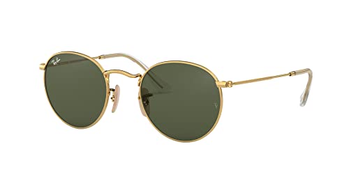 Óculos de Sol Ray-Ban Round Flat 0RB3447NL 001 Tam 53 / Ouro - Lentes Verde