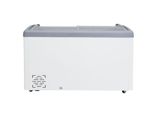 Image of Frigidaire Commercial Chest Freezer for Ice Cream and Frozen Foods, Store Displayer, Glass Top Storage Case, 9 Cu. Ft. Bin, Rolling Caster Wheels, Adjustable Temperature, Energy Efficient Cooling