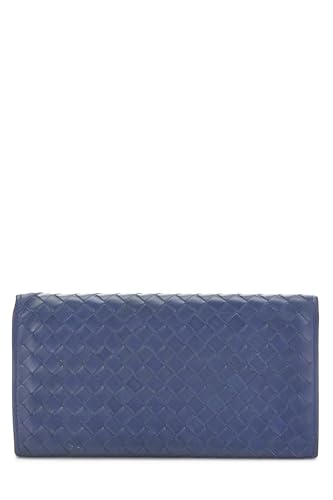 Pre-Loved Blue Intrecciato Continental Wallet, Blue3