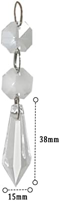 Kikuo Hanging Crystal 38mm(24 Pack) Clear Crystal Glass Chandelier Crystals Parts, Prism Crystal Tree Decorations, Crystal Droplets for Curtain Light Pendant Party Wedding Decor