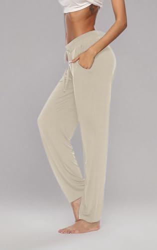 Image of DIBAOLONG Womens Yoga Pants Wide Leg Comfy Drawstring Casual Loose Straight Leg Lounge Pants Workout Running Sweatpants