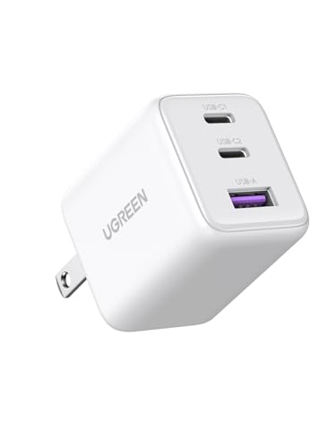 UGREEN 充電器 type-c 30W (2*USB-C+1*USB-A) 【PSE技術基準適合/PD3.0対応/30W急速充電/コンパクト】 GaN アダプター iphone17/16/15/14/13/iPad/GalaxyS25-S10/Google Pixel/AirPodsなどに対応（ホワイト）