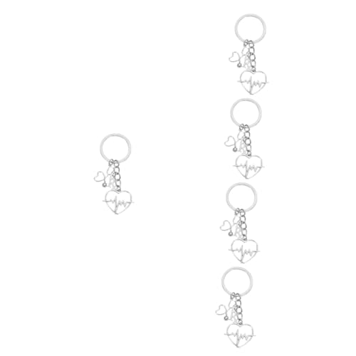 Holibanna 5 Piezas Llavero Corazon Decoracion Coche Enfermera Llavero Bolsa Colgando Decoración Llavero Medicos Llavero En Forma De Corazón Llavero De Enfermeras Aleación Silver