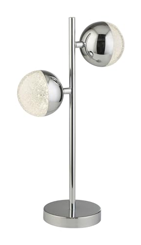 Searchlight 5087CC Marmor-Tischlampe, modern, 2 Lichter, Chrom mit Kristall-Sand