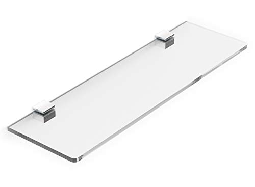 adv-smart Mensola in Plexiglass Trasparente 50x15 cm spessore 8mm con reggi mensola Cromo, arredo casa, ufficio, negozio