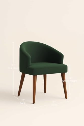 Image of WOODEN SPACE Velvetine Arm Chair for Living Room | Pure Sheesham Wood Legs & Premium Velvet Fabric | Vintage Accent Chair for Home & Office (Green Pack of 6)