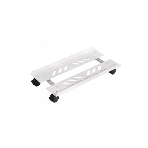 Soporte para torre de computadora de escritorio, soporte móvil para CPU ajustable, bandeja para PC con 4 ruedas giratorias para la mayoría de las torres de PC para juegos, hogar y oficina, bajo el escritorio, rodante (blanco)