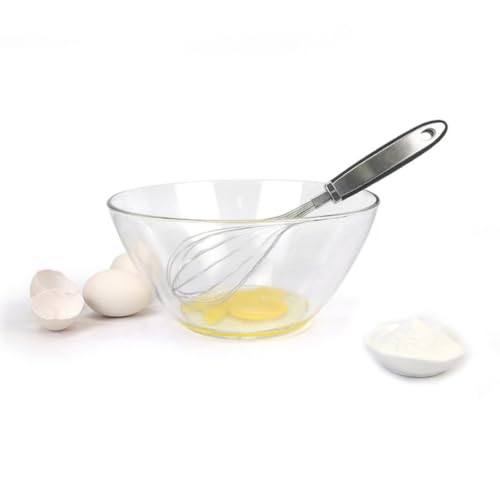 Alasum Batidor Antiadherente de Acero Inoxidable Mango de Silicona Negro, Herramienta para Huevos Fácil de Limpiar y Cómoda para Uso en Cocina Manual
