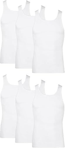 Hanes Men's 6-Pack Tank Top, Comfort Soft Moisture Wicking Tagless Tank Undershirts - White - 6 Pack 2X-Large