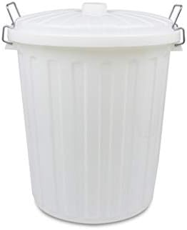OPYTR trashcan Large Capacity with Cover Outdoor Dustbins Plastic Barrel Shaped Wear-Resistant Thickening Trash Can Waste Recycling Compost Bins Gallon (Color : White, Size : 18.1213.7920.49inchs)
