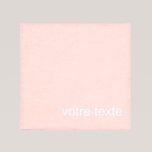 Servilleta de Tela Personalizada con Bordado de Nombre, Texto - Lavable a máquina (Azul Cielo) (Rosa pálido)