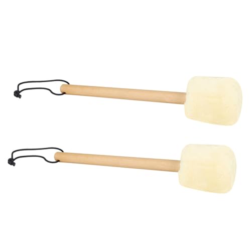 VANZACK 2Pcs Baquetas para Bombo con Cabeza de Plush y Mango de Madera, Agarre Cómodo, Profesional, Ligeras y de Superficie Suave para Percusión miniatura 1