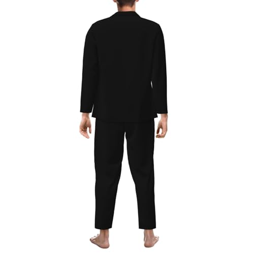 Mens Pajamas Set Button Down Sleepwear Set Long Sleeve Loungewear With Pockets2