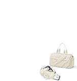 Gym Bag for Women Men with Shoe Compartment, Sport Duffel Bag, Waterproof Travel Weekender Overnight Carry on Bag for Yoga with Trolley Sleeve, Beige