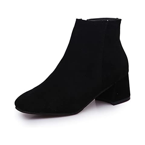 Womens Boots Block Heels Chunky Ankle Booties Pointed Toe Party Shoes Soft Platform Court Shoe High-heeled Fashion Pumps Cover