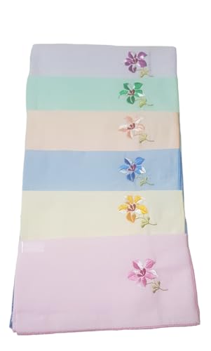 Image of ANVIK Women /Lady Cotton Embroidery Floral Handkerchief .Hanky for Kids Girls for School Size 33cm by 33 cm (Multicolour) Pack of 6