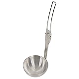 HUAJINGKEJI (304) Cucharón de sopa de acero inoxidable / cuchara ranurada con mango plegable portátil ligero cuchara de camping para viajes senderismo