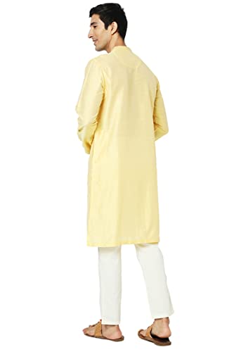In-Sattva Men's Indian Embroidered Placket and Yoke Festive Long Kurta Tunic4