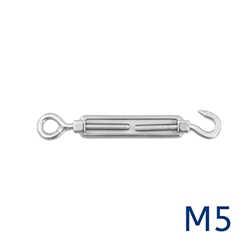 BREAKA Silver 304 Stainless Steel European Style Hook & Eye Turnbuckle M5 Turnbuckle Adjustable Wire Rope Tensioner (Color : M5, Size : 2pcs) miniatura 2